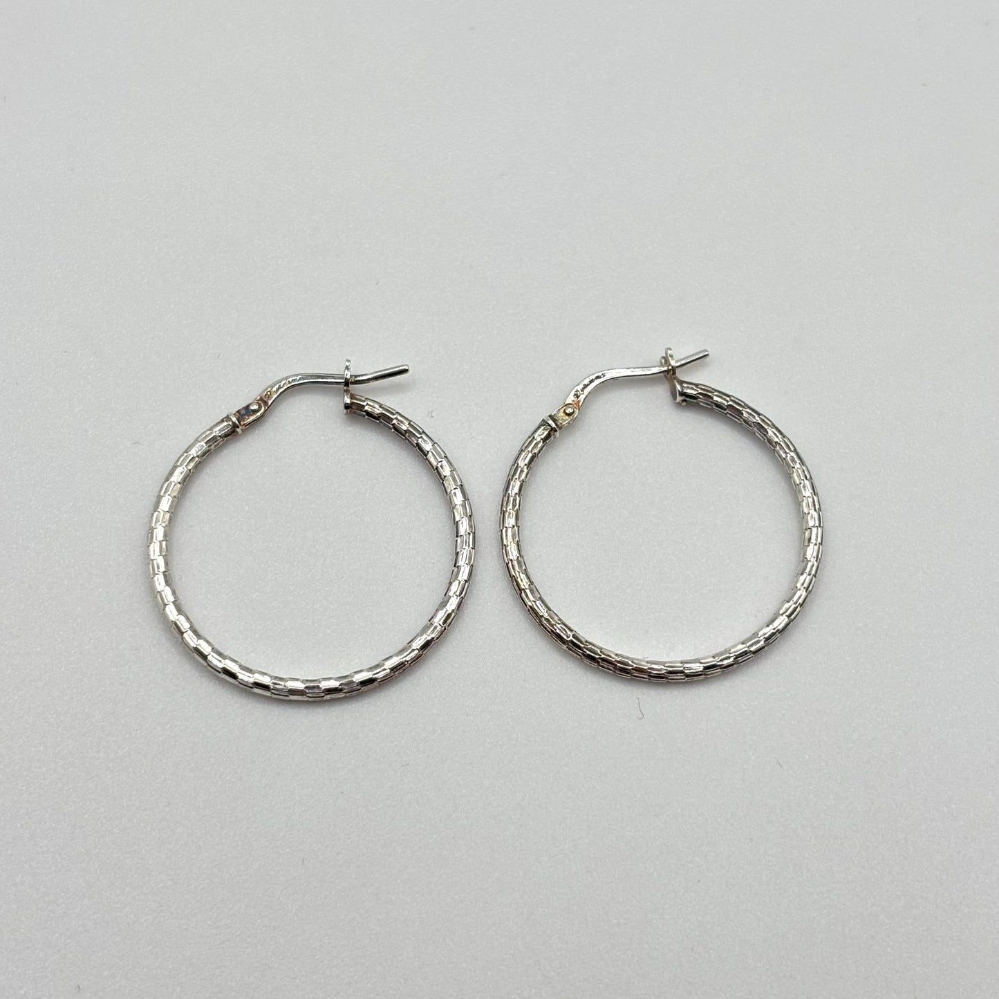 Mia Fiore Sterling Silver Textured Hoop Earrings Made In Italy