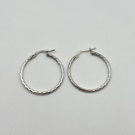 Mia Fiore Sterling Silver Textured Hoop Earrings Made In Italy