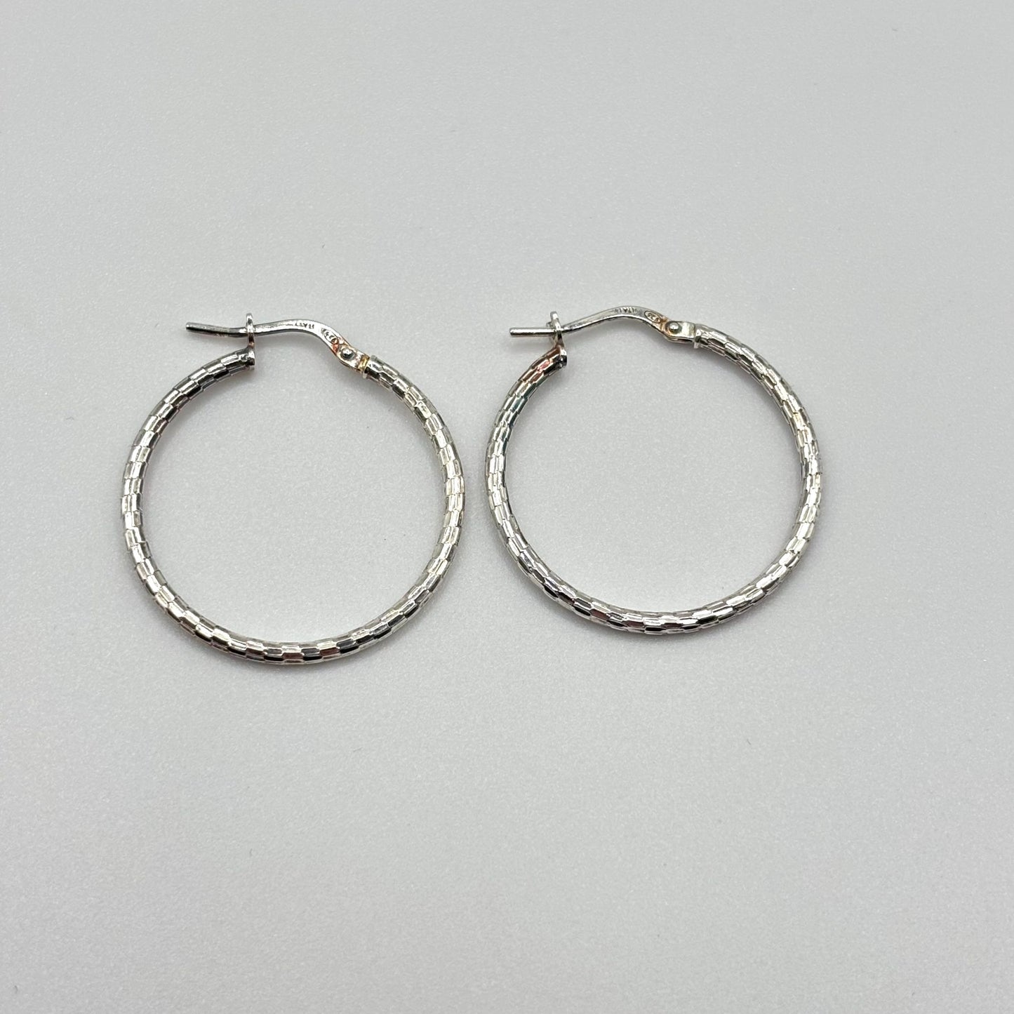 Mia Fiore Sterling Silver Textured Hoop Earrings Made In Italy