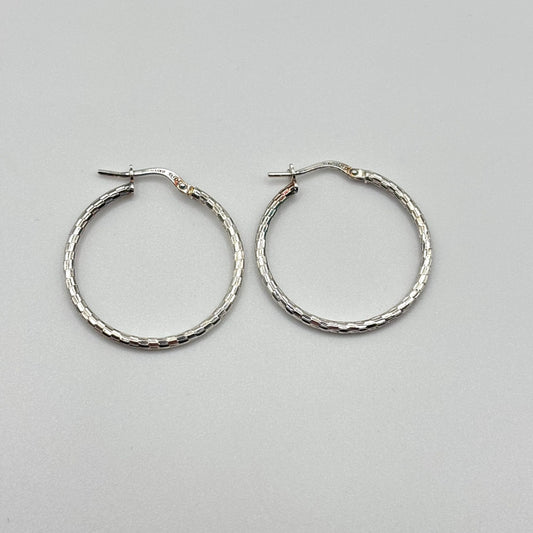 Mia Fiore Sterling Silver Textured Hoop Earrings Made In Italy