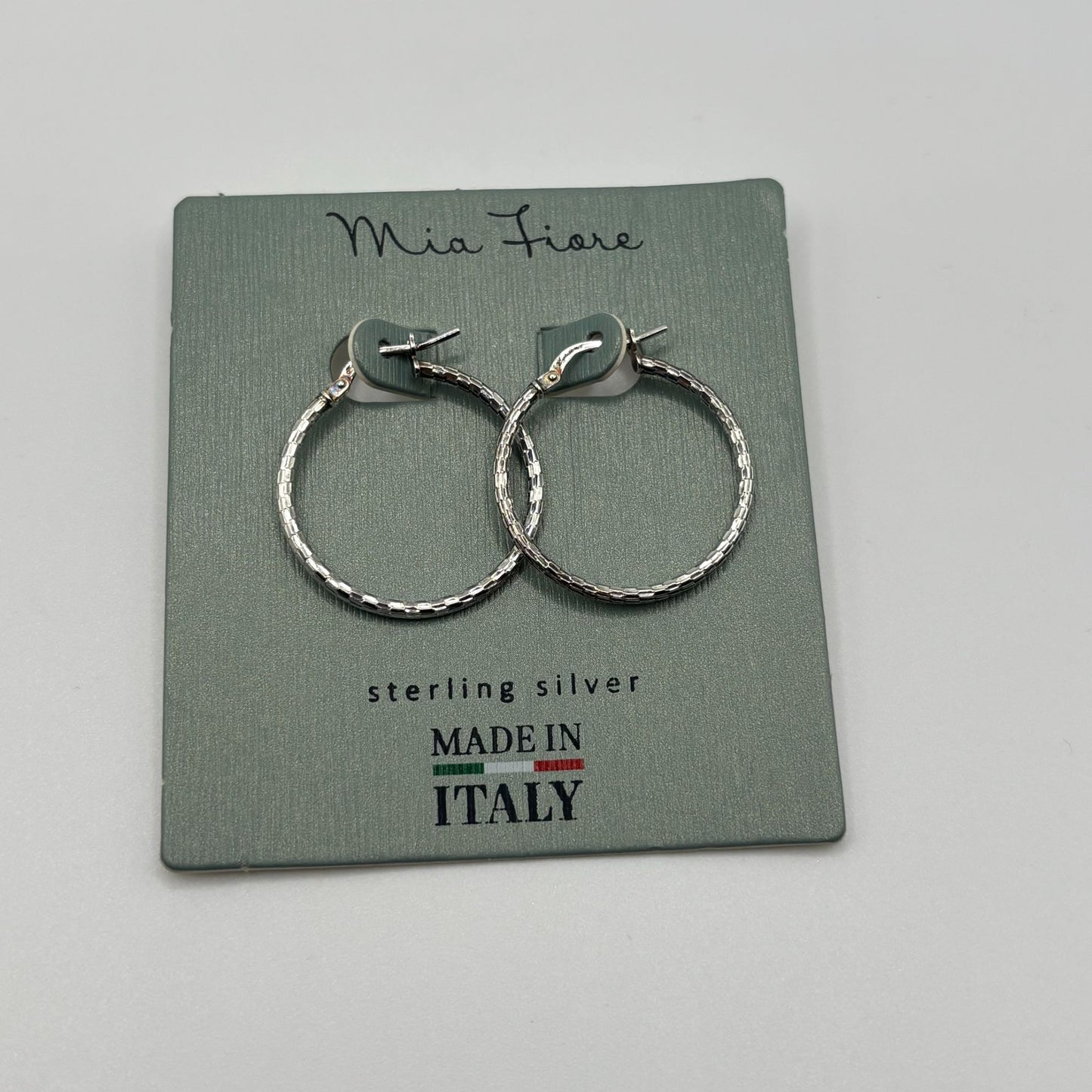 Mia Fiore Sterling Silver Textured Hoop Earrings Made In Italy