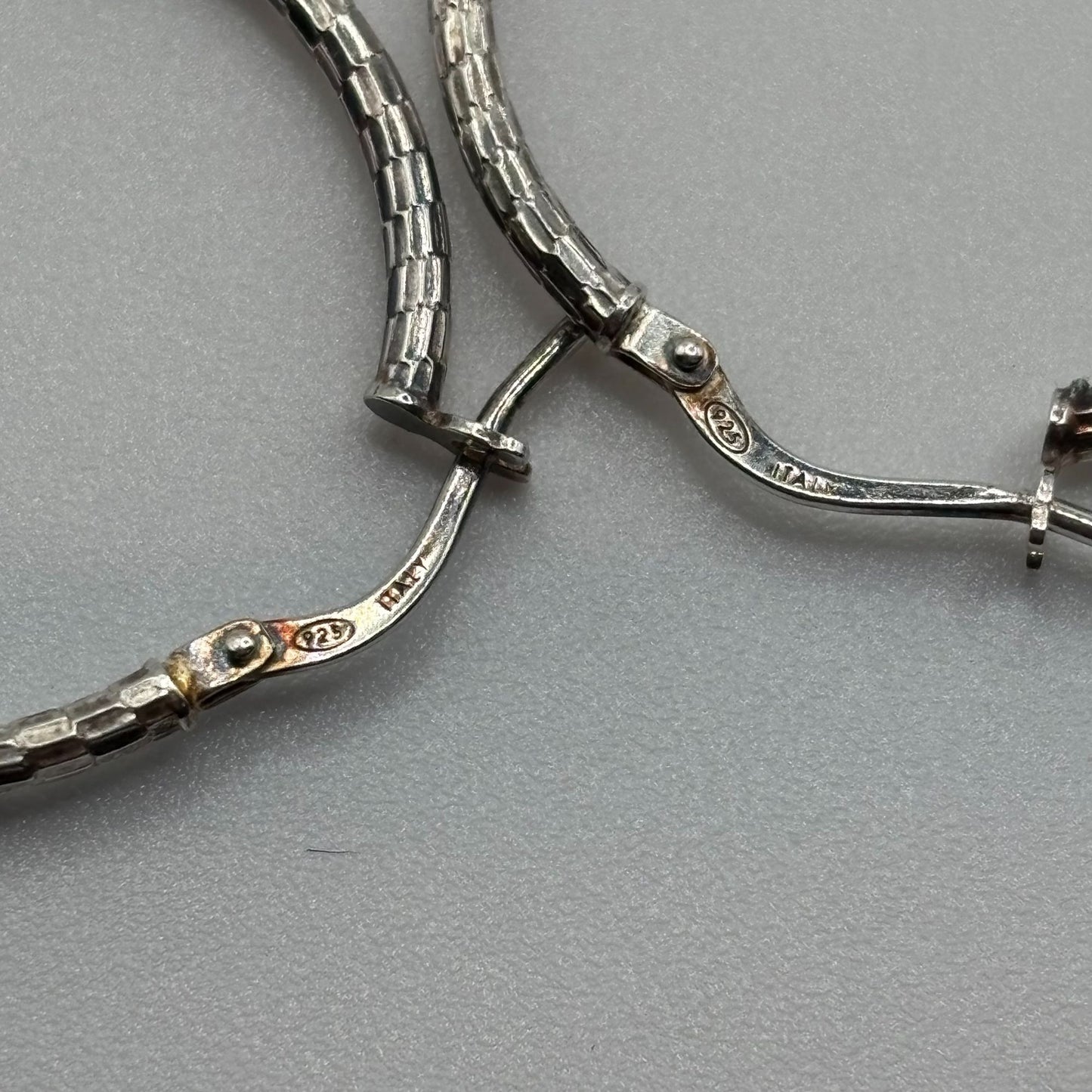 Mia Fiore Sterling Silver Textured Hoop Earrings Made In Italy