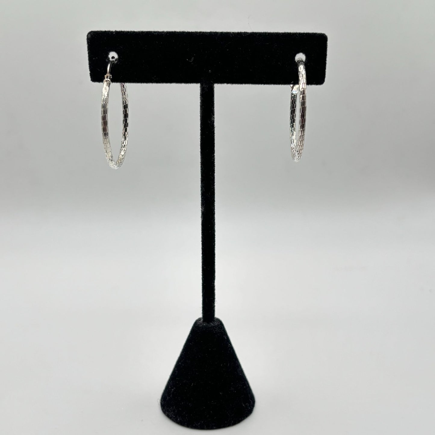 Mia Fiore Sterling Silver Textured Hoop Earrings Made In Italy