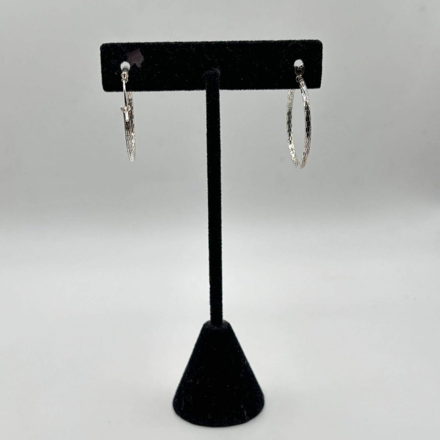 Mia Fiore Sterling Silver Textured Hoop Earrings Made In Italy