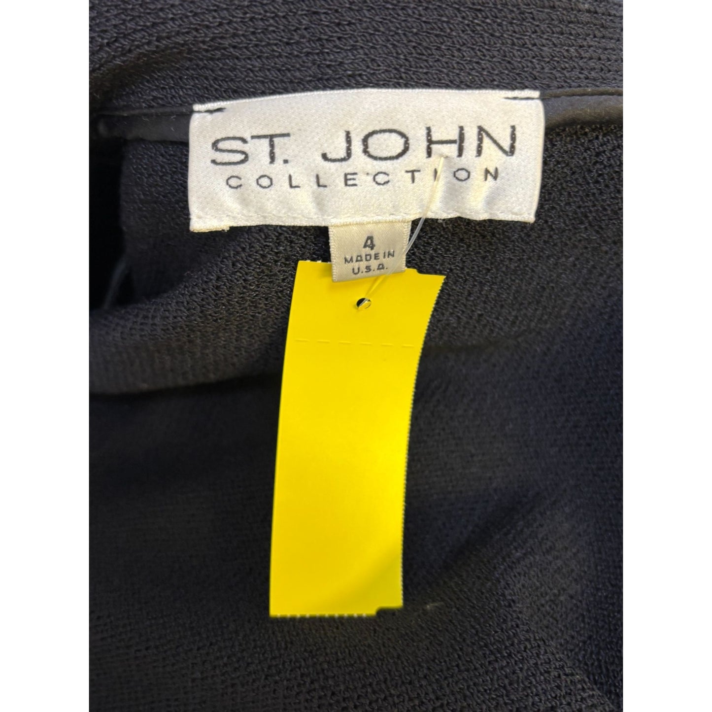 St. John Collection Black Ruffle Trim Knit Cardigan Sweater With Belt S