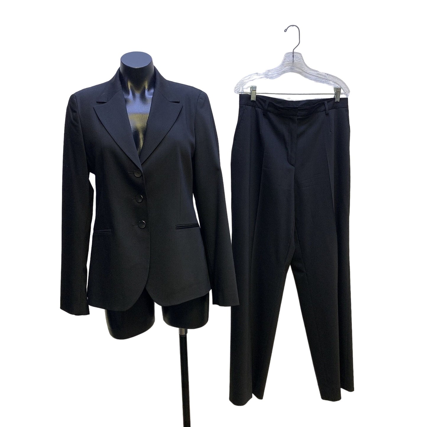 Zanella Black 98% Wool Blazer & Pants Set Size 12