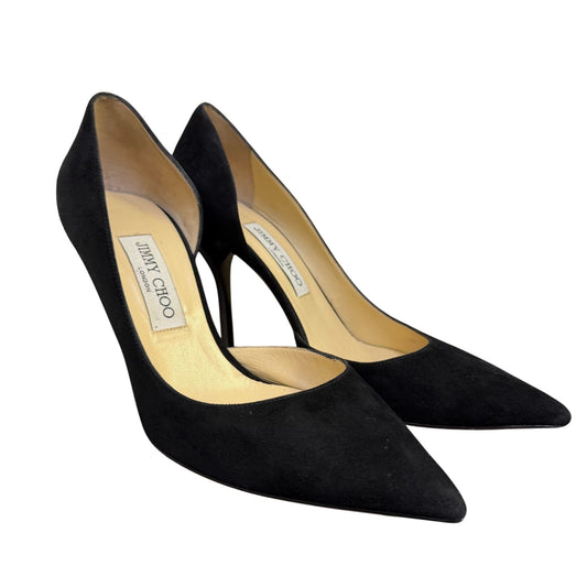Jimmy Choo Black Suede Pointed-Toe Stiletto Heels Size 8.5/38.5