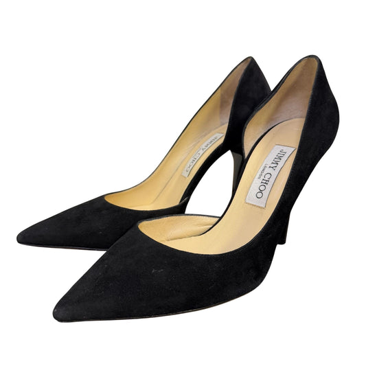 Jimmy Choo Black Suede Pointed-Toe Stiletto Heels Size 8.5/38.5