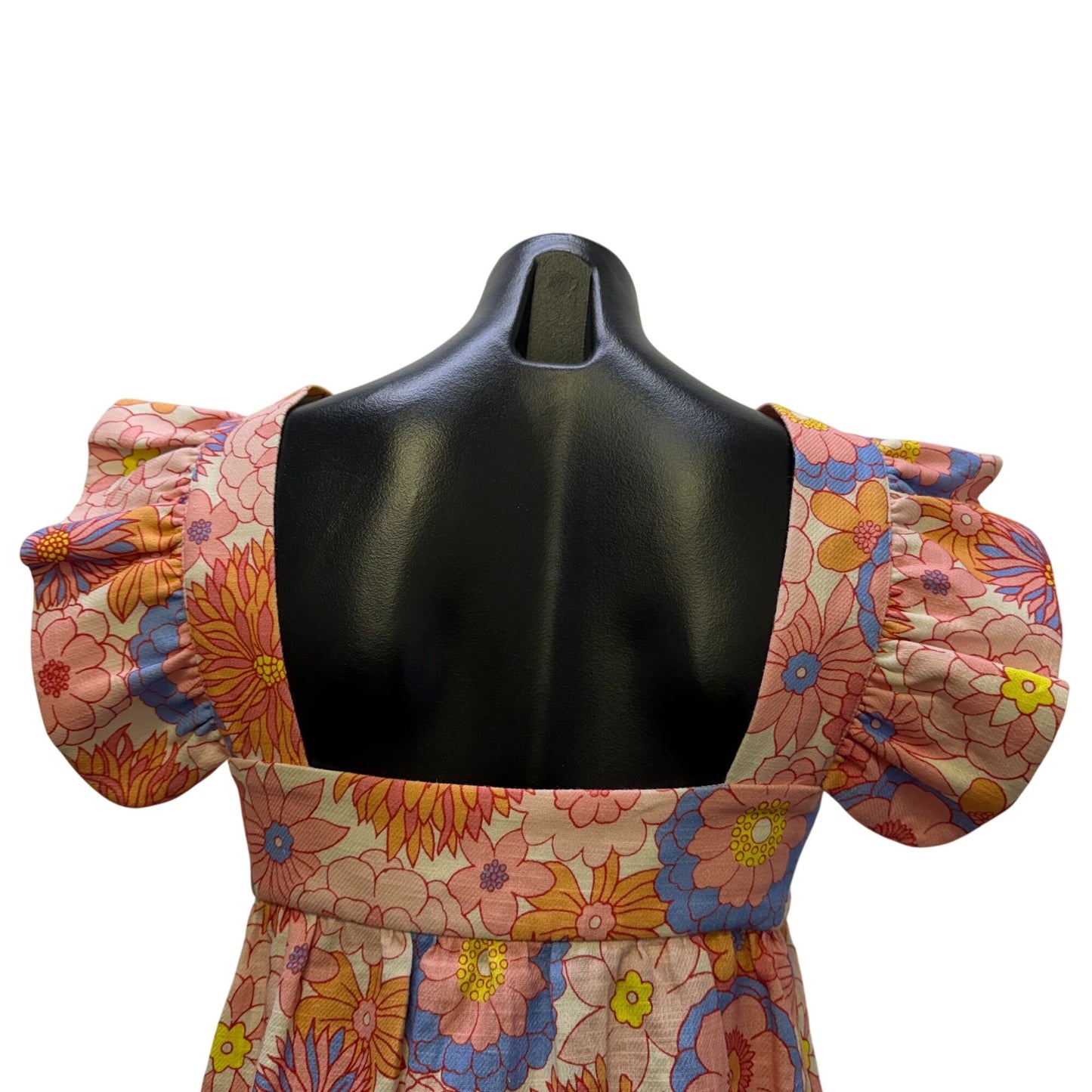 Tuckernuck Linen Blend Floral Dress Pink Multi Square Neck M