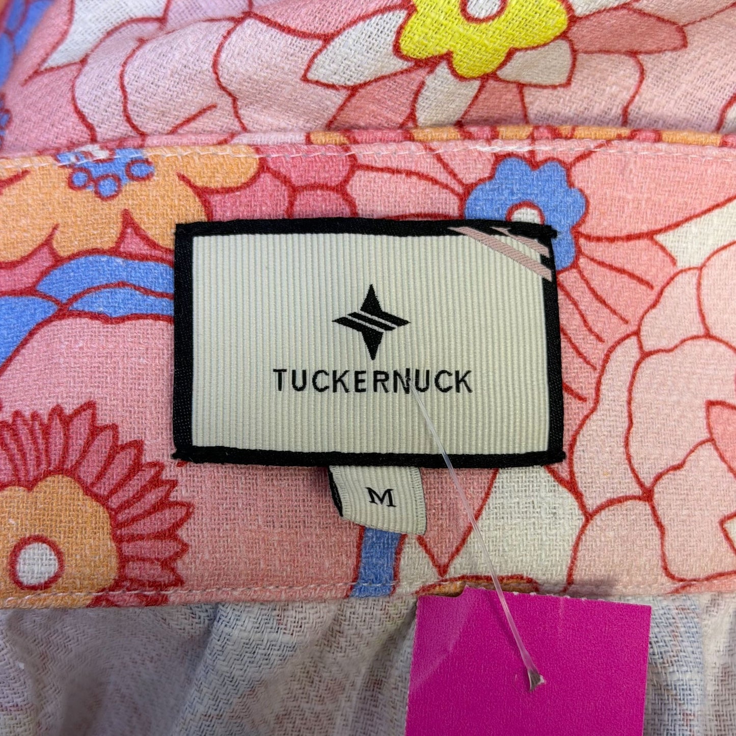 Tuckernuck Linen Blend Floral Dress Pink Multi Square Neck M