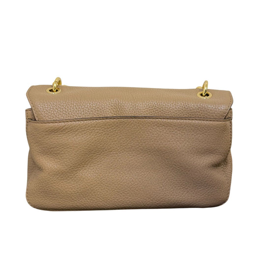 Michael Kors Pebbled Leather Shoulder Bag Tan With Gold Chain Strap