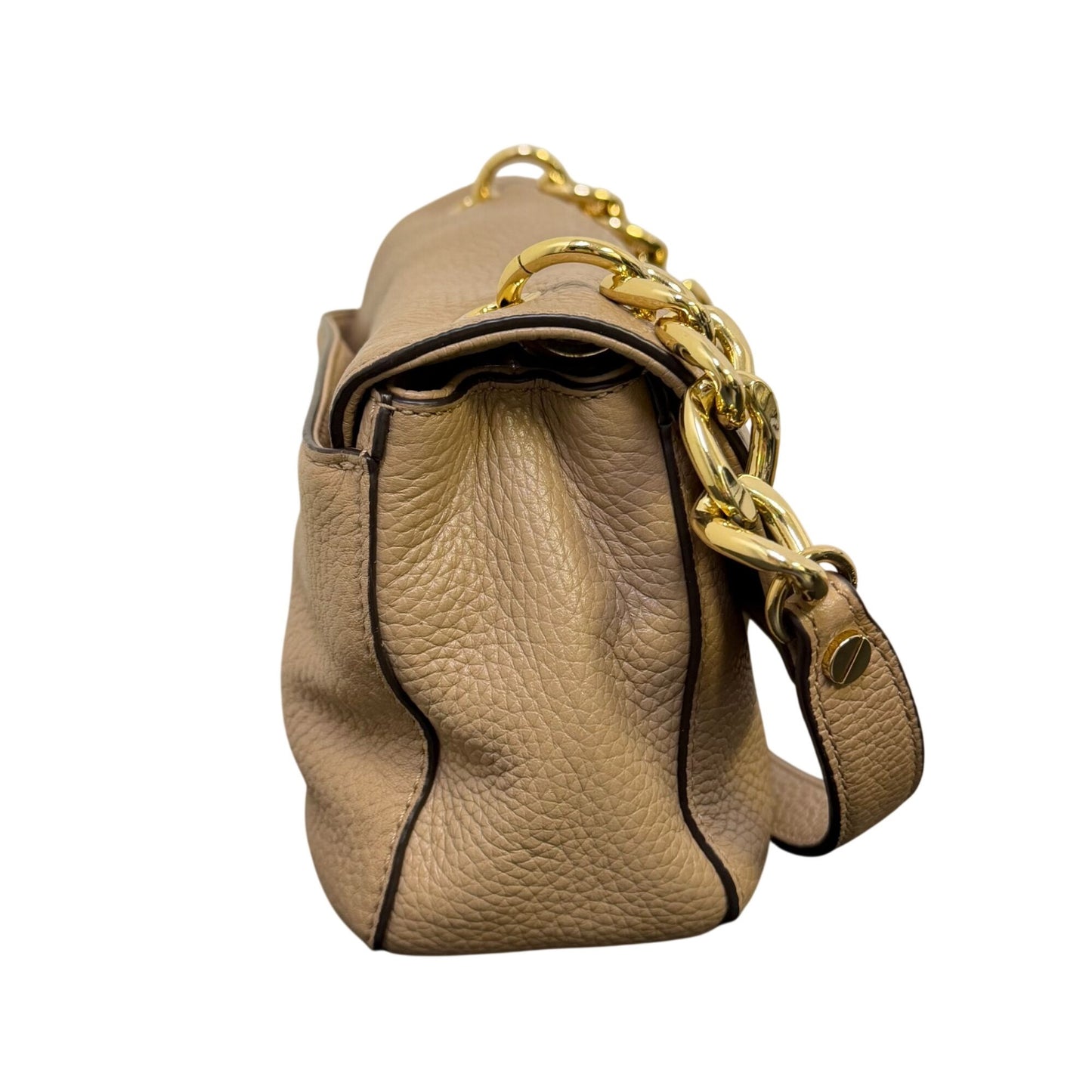 Michael Kors Pebbled Leather Shoulder Bag Tan With Gold Chain Strap