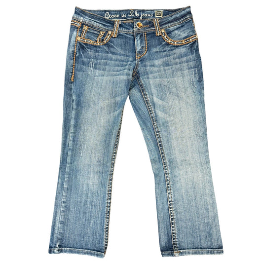 Grace In LA Blue Embellished Bootcut Jeans Size 4/27