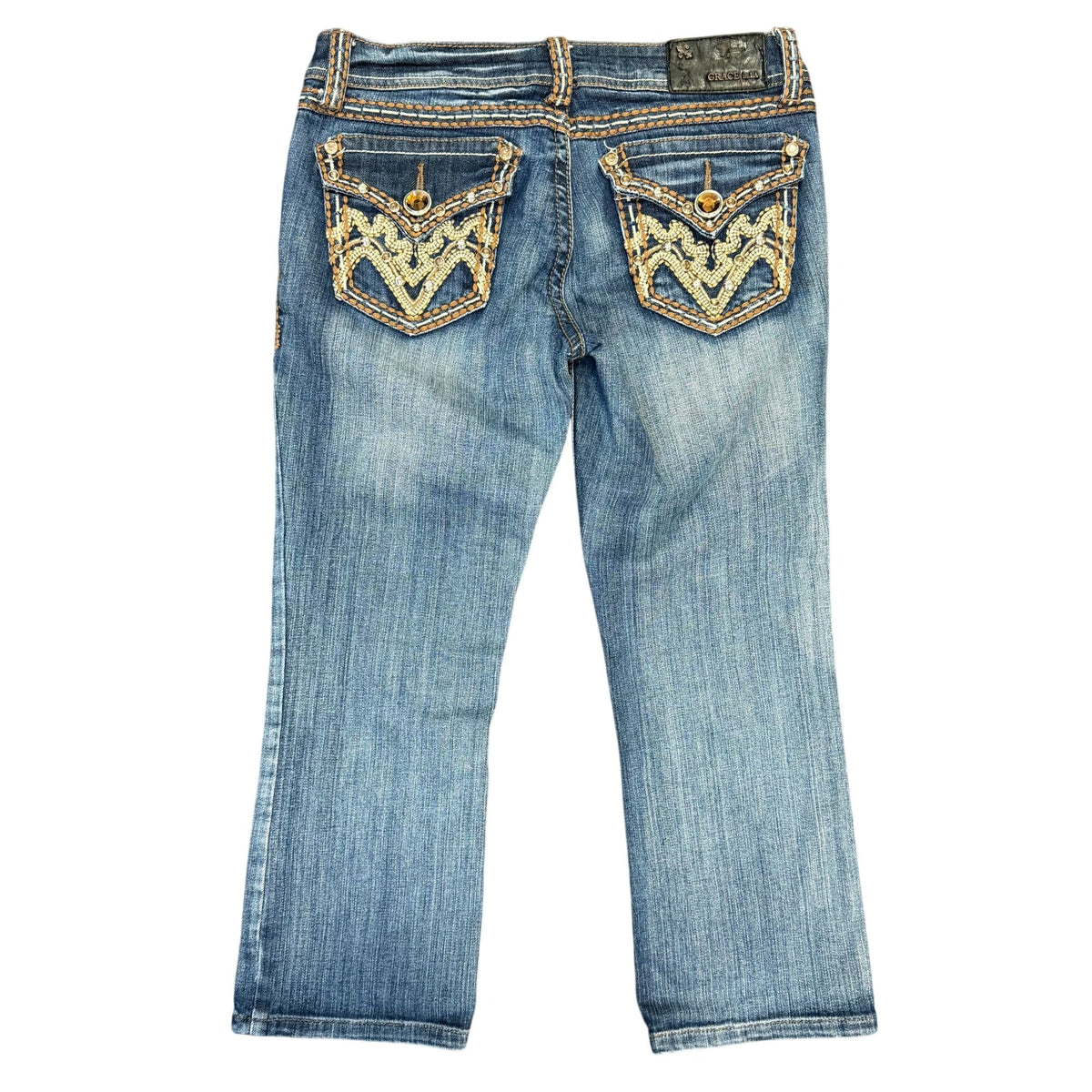 Grace In LA Blue Embellished Bootcut Jeans Size 4/27