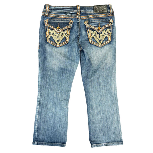 Grace In LA Blue Embellished Bootcut Jeans Size 4/27