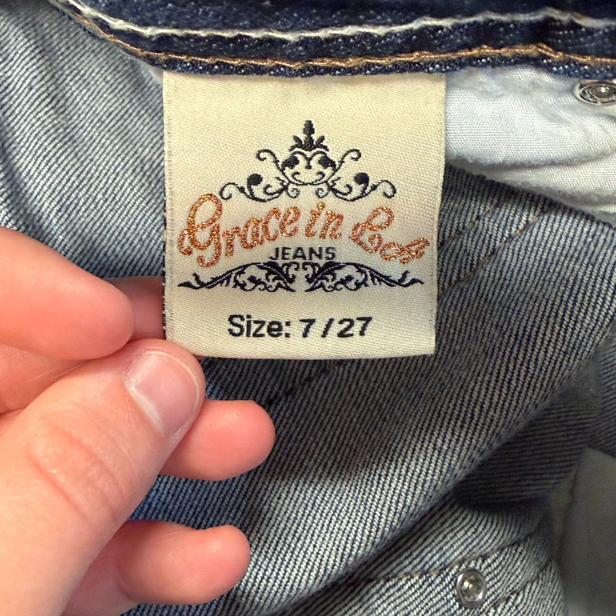 Grace In LA Blue Embellished Bootcut Jeans Size 4/27