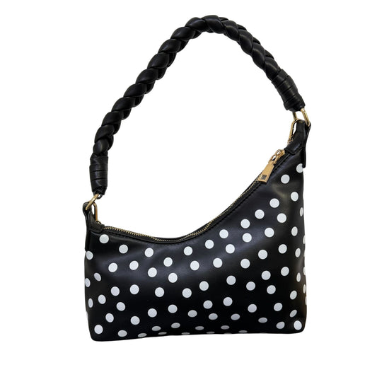 Urban Expressions Polka Dot Shoulder Bag With Gold Strap Black & White