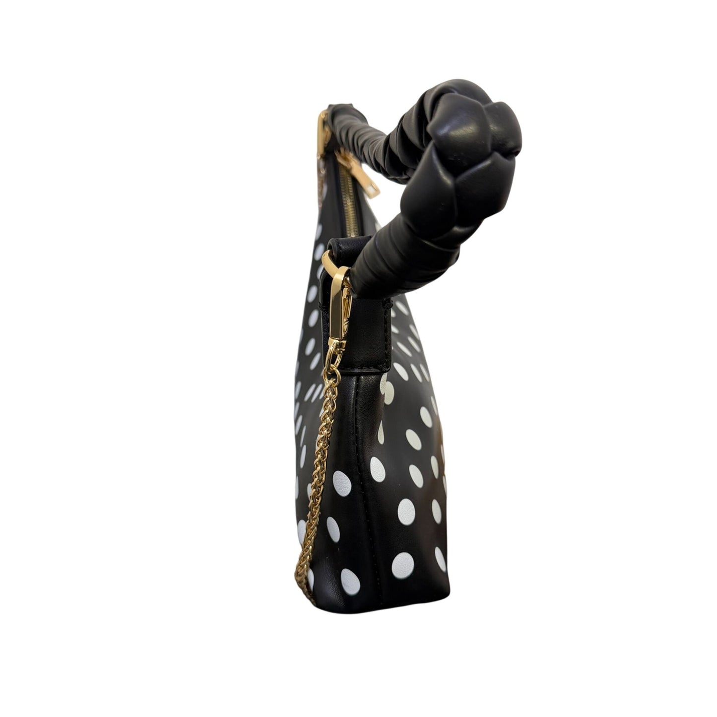 Urban Expressions Polka Dot Shoulder Bag With Gold Strap Black & White
