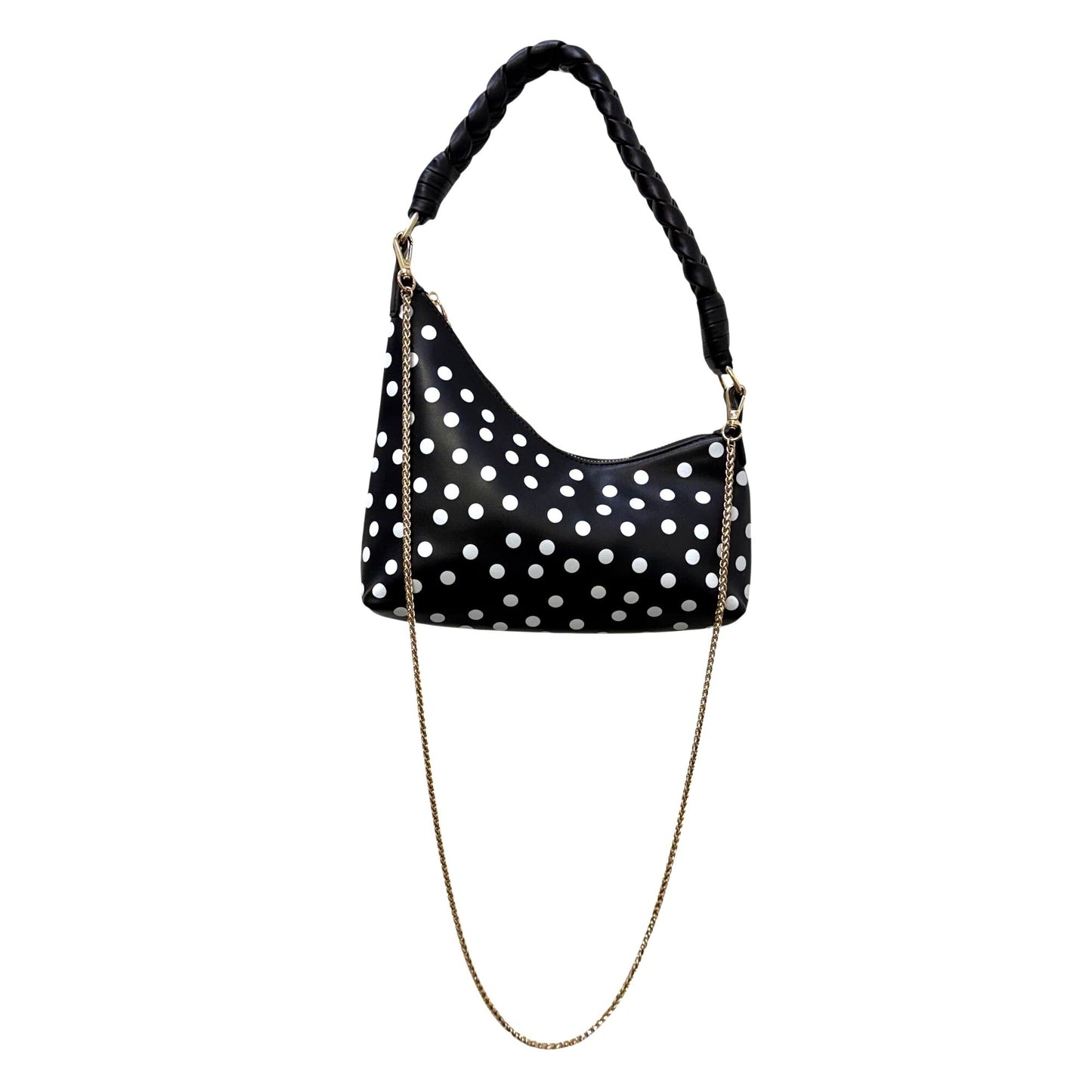Urban Expressions Polka Dot Shoulder Bag With Gold Strap Black & White