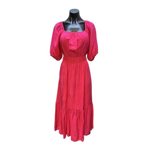 Saks Fifth Avenue Pink Midi Dress w/Puff Sleeves