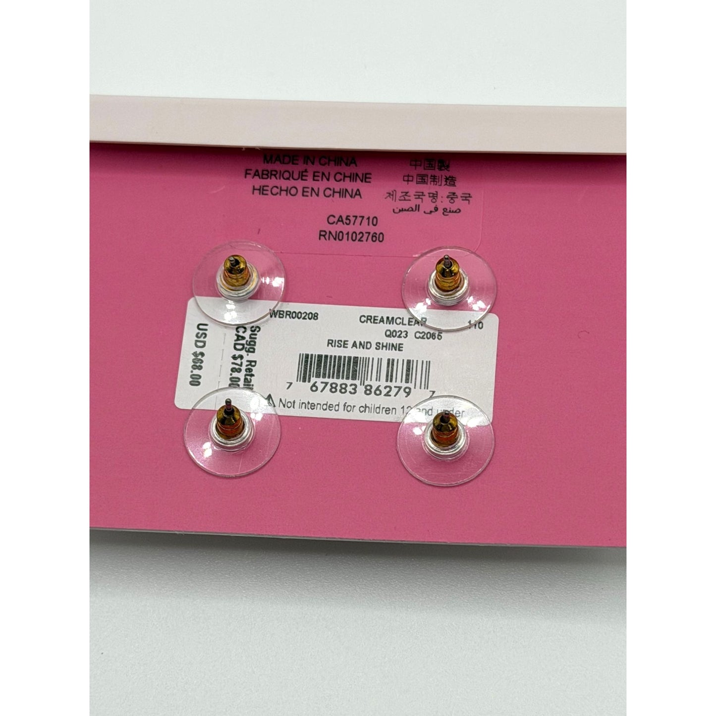 Kate Spade Rise & Shine Stud Earrings Set Of 2 Gold With Crystal & Pearl Details