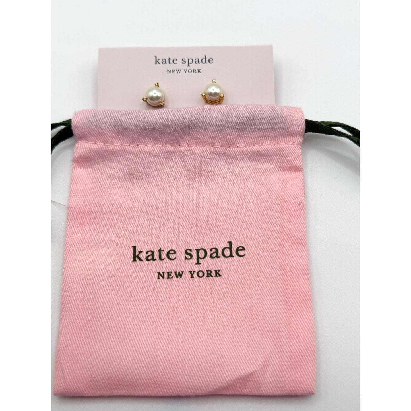 Kate Spade Rise & Shine Stud Earrings Set Of 2 Gold With Crystal & Pearl Details