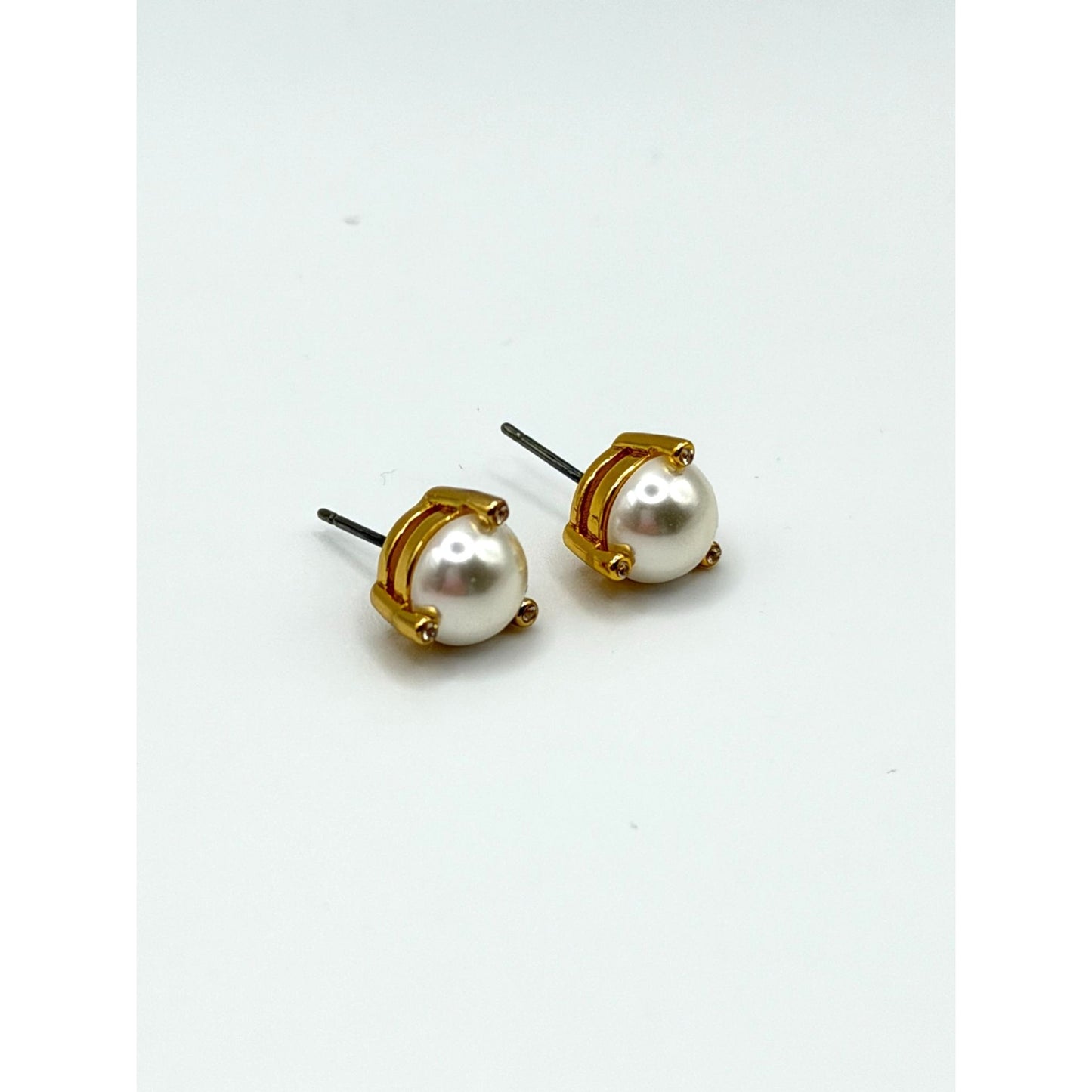 Kate Spade Rise & Shine Stud Earrings Set Of 2 Gold With Crystal & Pearl Details