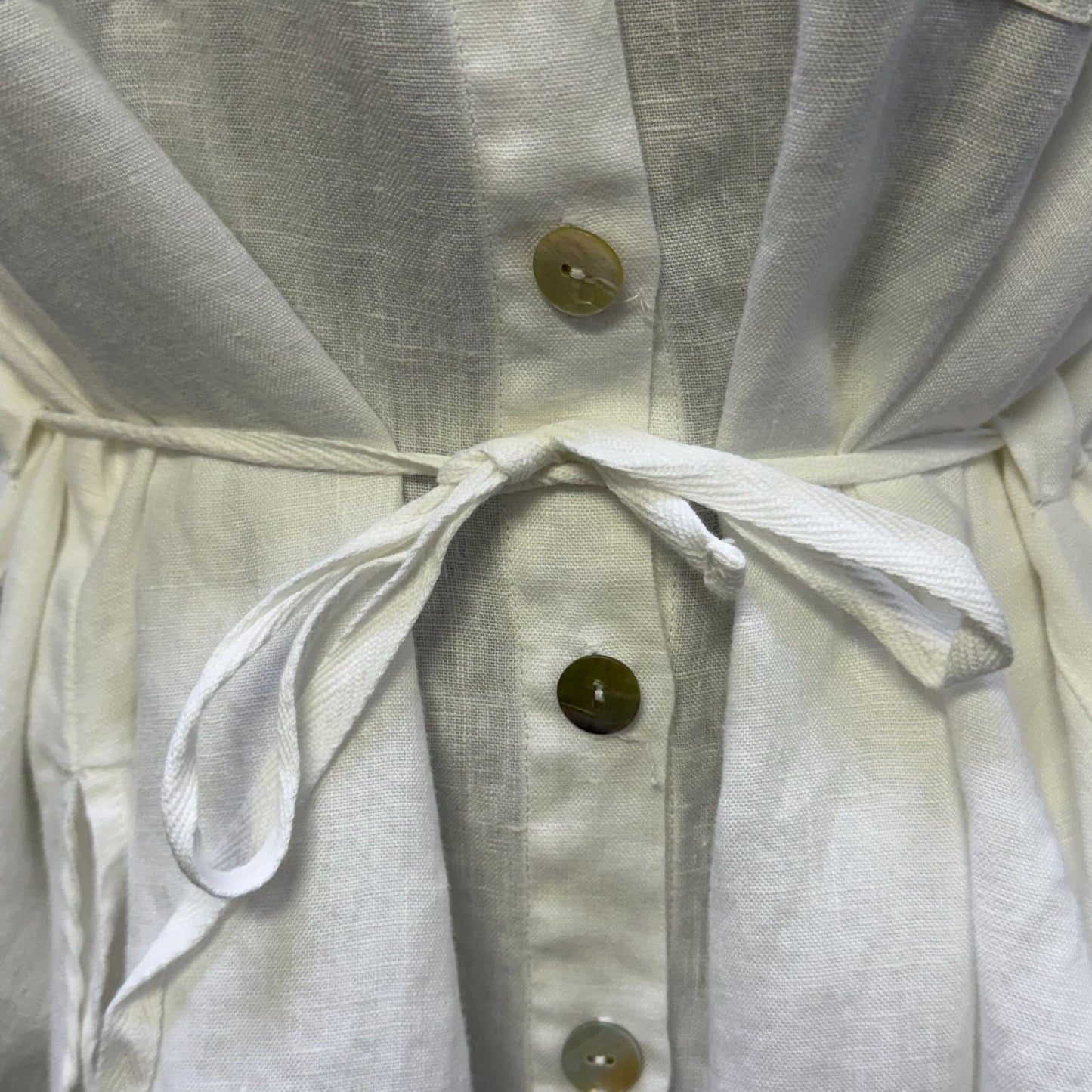 Soft Surroundings Linen Tunic Blouse White Belted Long Sleeve L