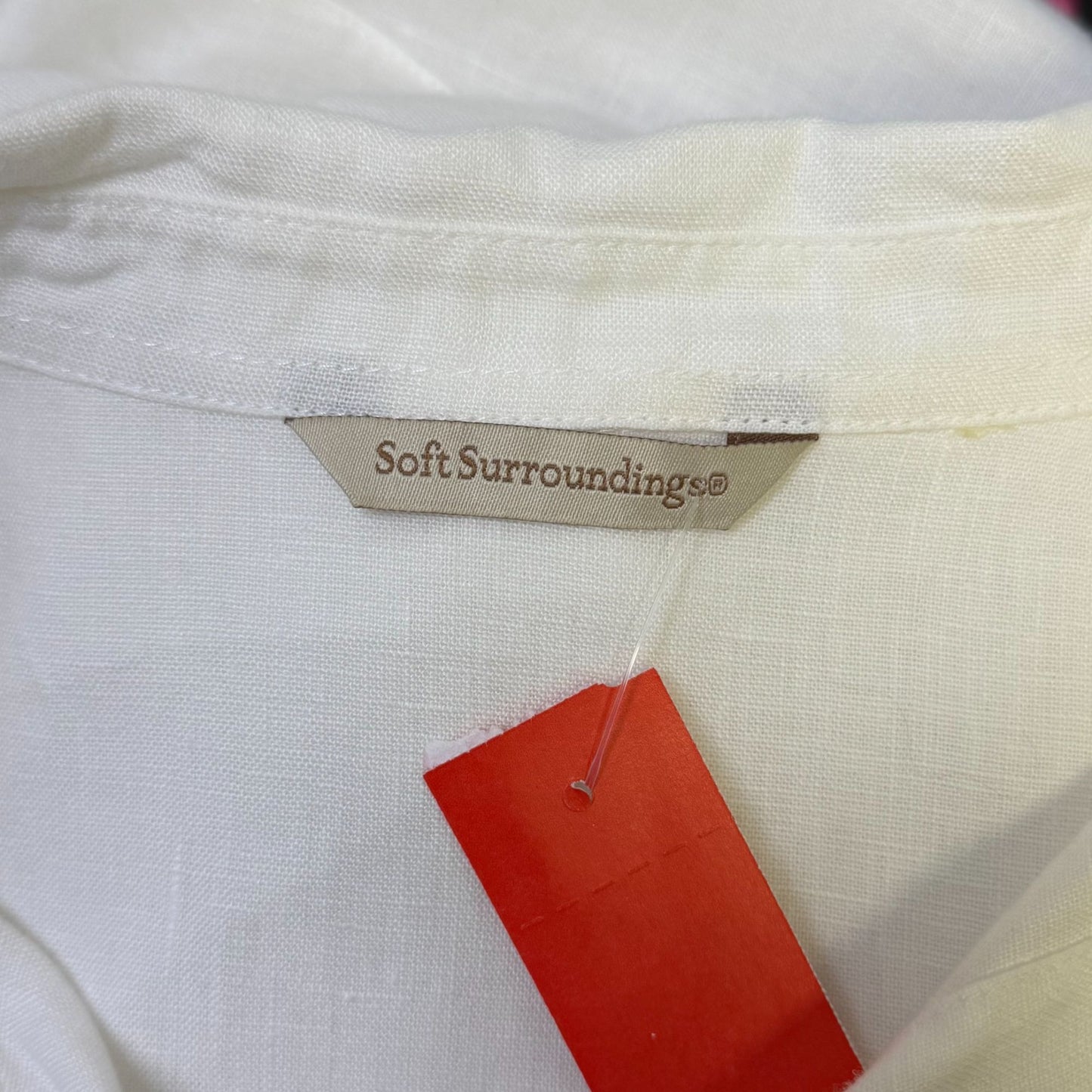 Soft Surroundings Linen Tunic Blouse White Belted Long Sleeve L