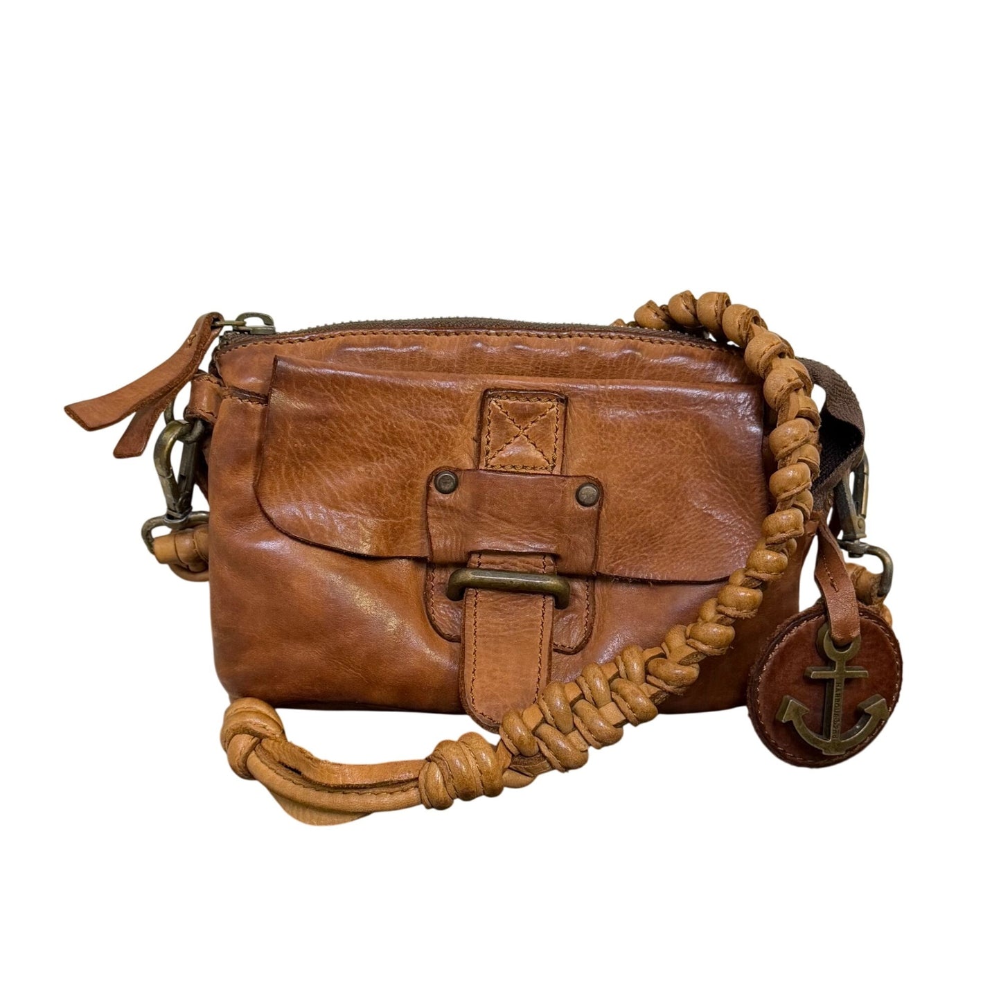 Harbour 2nd Brown Leather Shoulder Bag With Anchor Charm