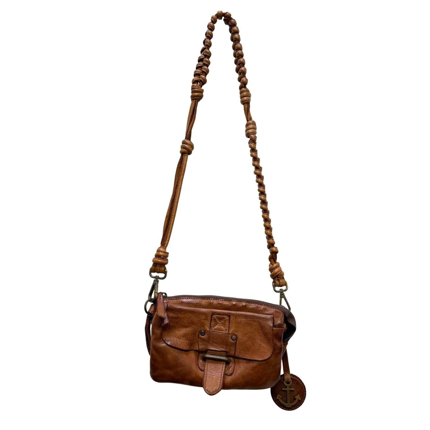 Harbour 2nd Brown Leather Shoulder Bag With Anchor Charm