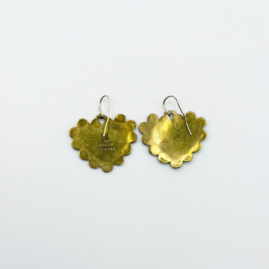 Jeep Collins Vintage Brass & Sterling Silver Heart Earrings