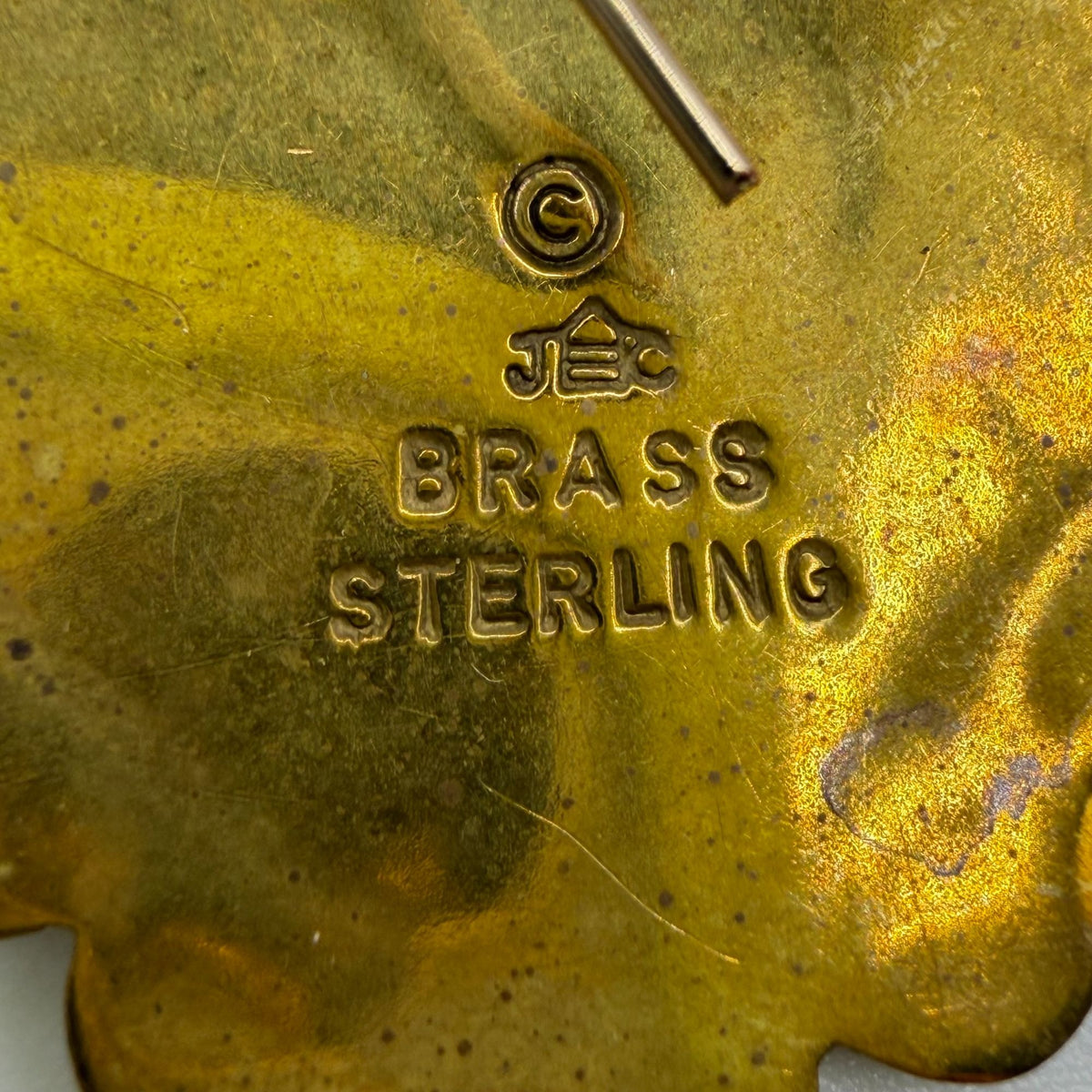 Jeep Collins Vintage Brass & Sterling Silver Heart Earrings