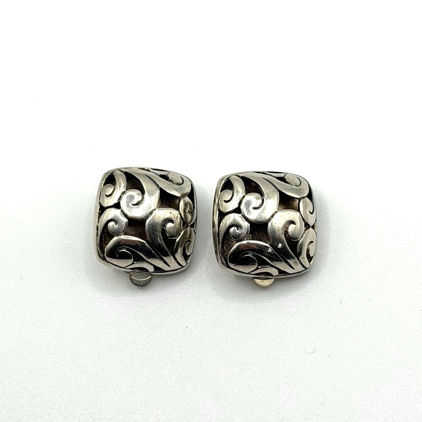925 Sterling Silver Clip-On Earrings With Intricate Swirl Design