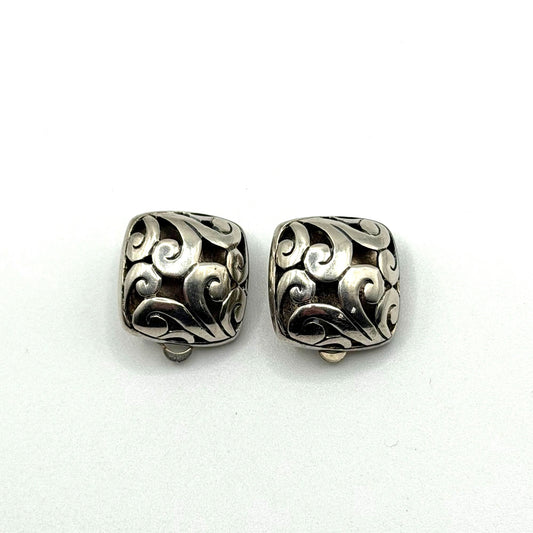 925 Sterling Silver Clip-On Earrings With Intricate Swirl Design