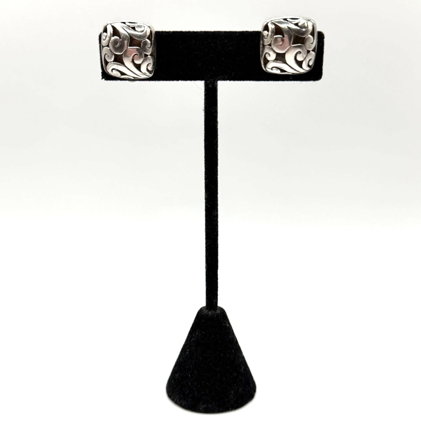 925 Sterling Silver Clip-On Earrings With Intricate Swirl Design
