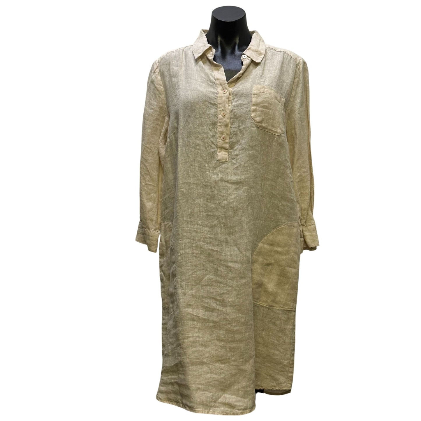 Studio 412 Linen Button-Up Dress Tan M