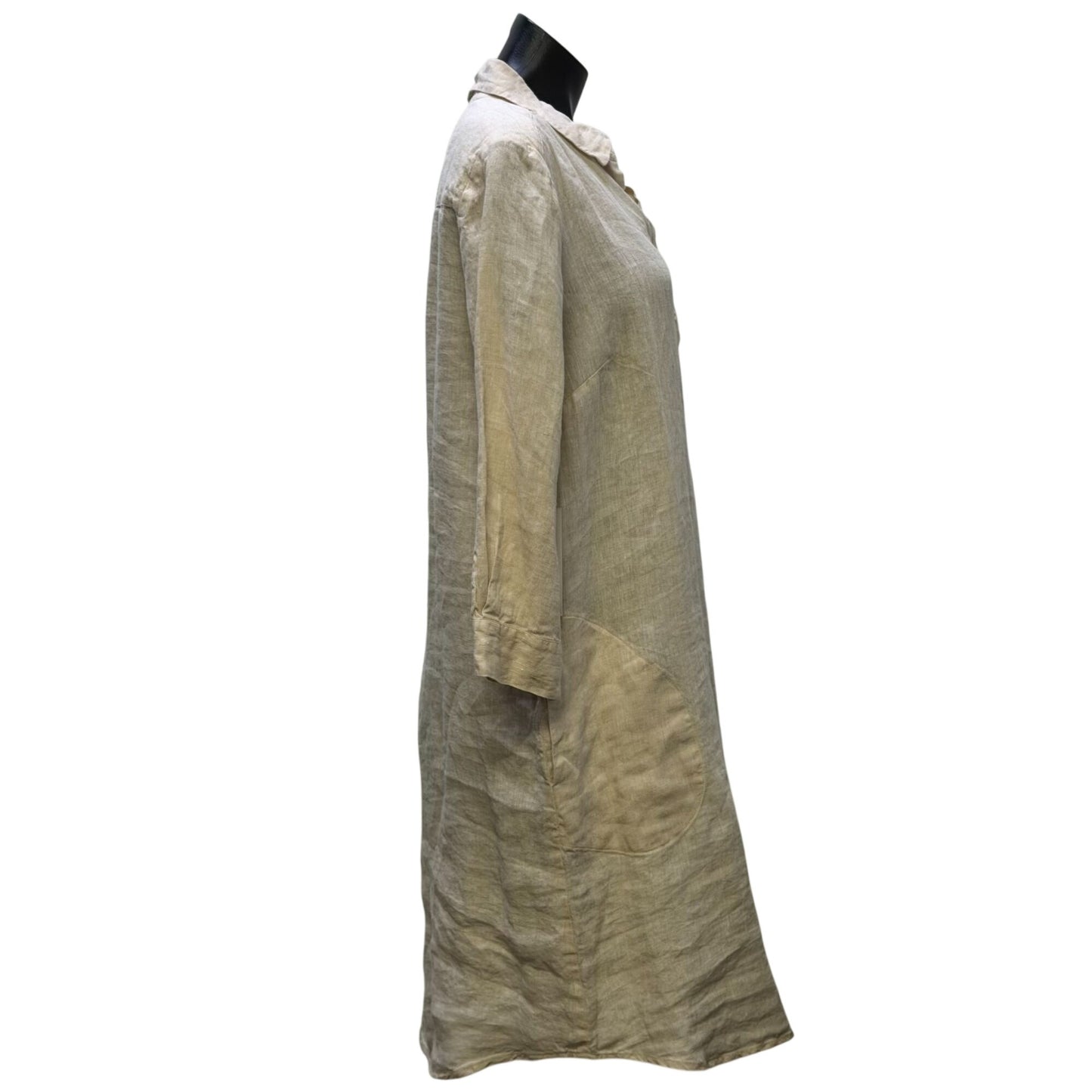 Studio 412 Linen Button-Up Dress Tan M