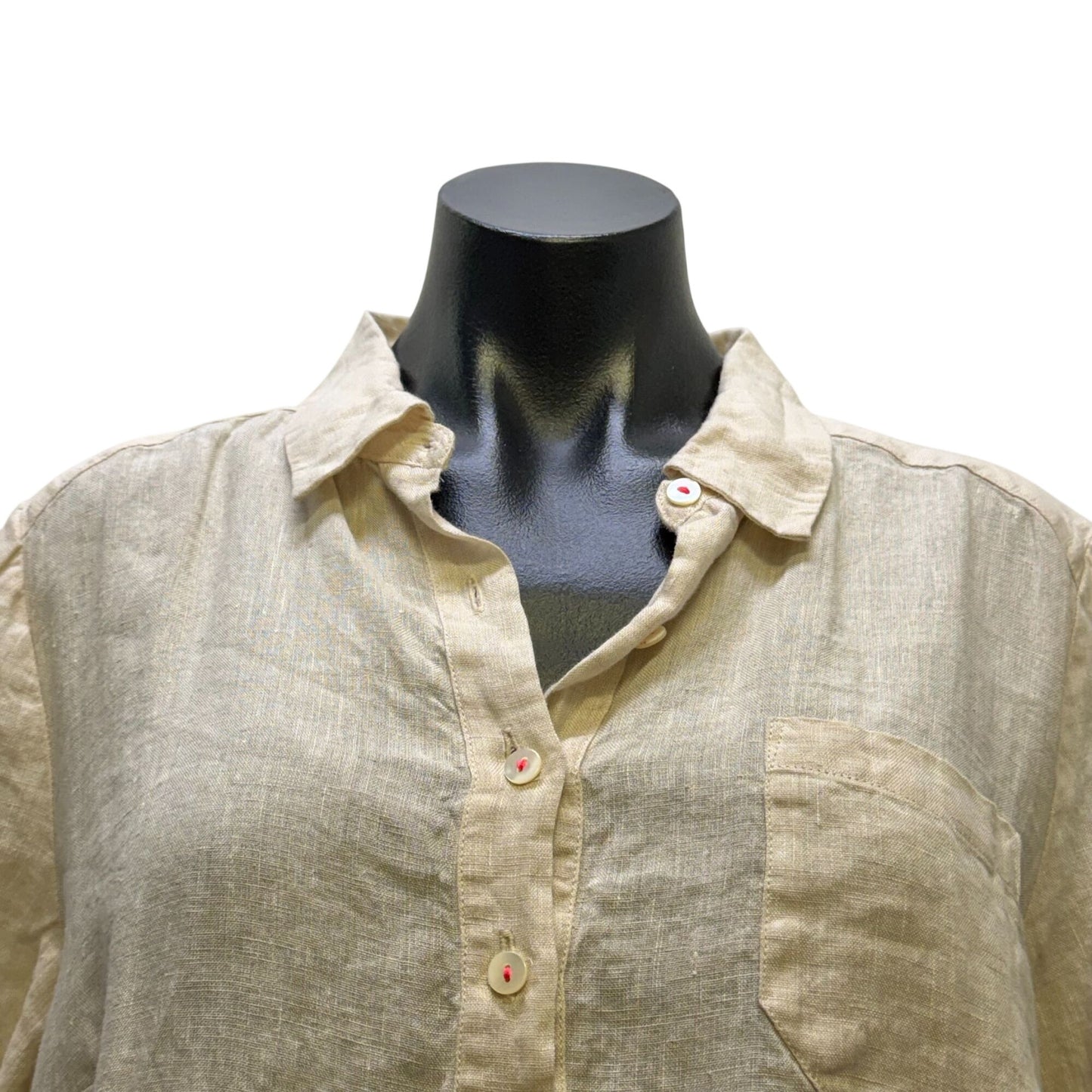 Studio 412 Linen Button-Up Dress Tan M