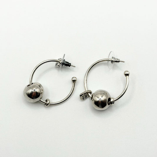 Uno De 50 Silver-Plated Hoop Earrings With Round Bead Charm