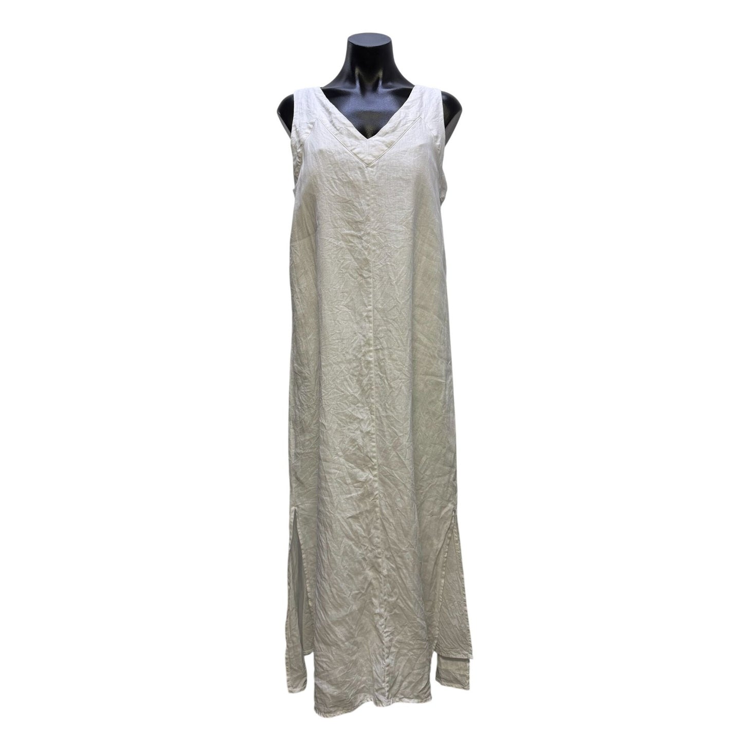 DKNY Pure White Linen Sleeveless Maxi Dress Size M