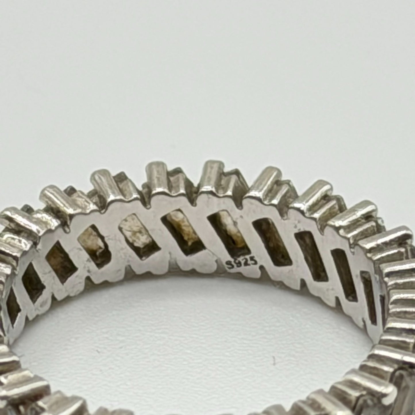925 Silver Eternity Band With Baguette CZ Stones Size 6