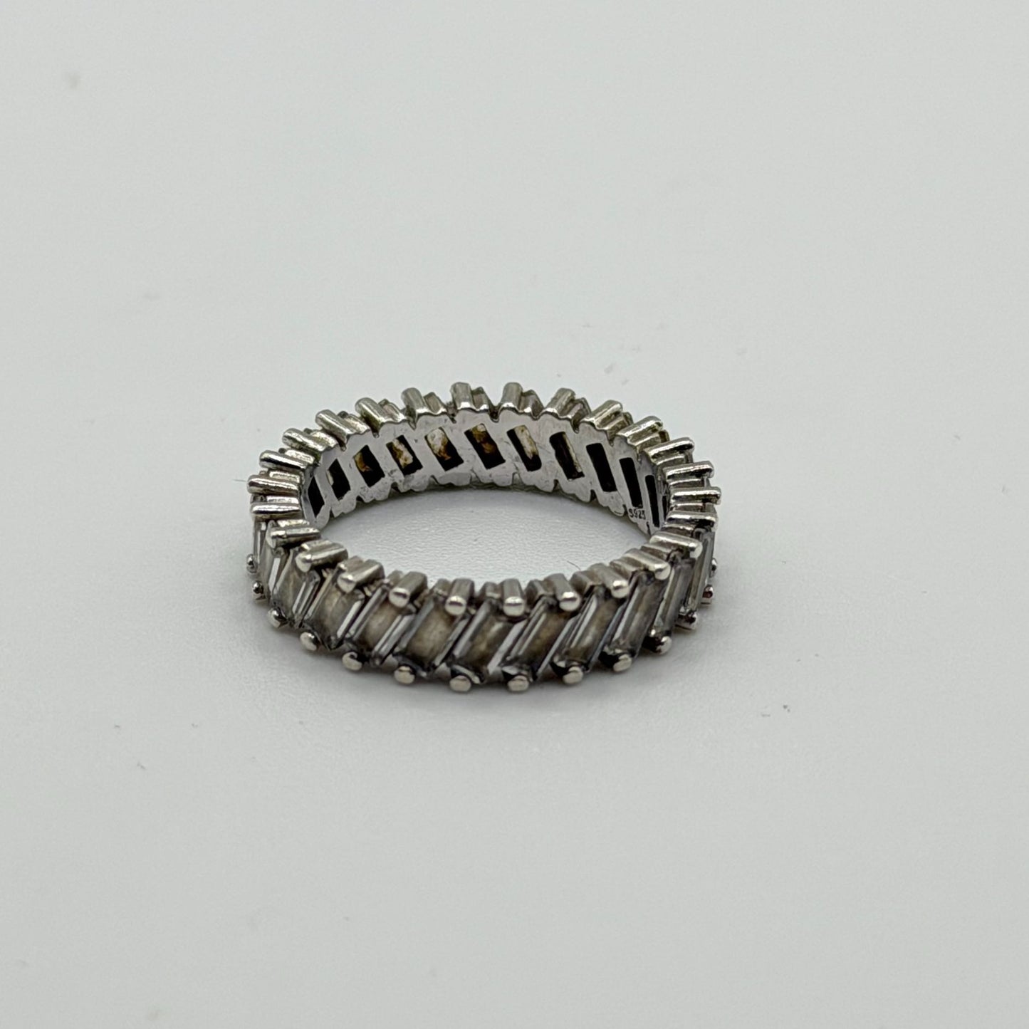 925 Silver Eternity Band With Baguette CZ Stones Size 6