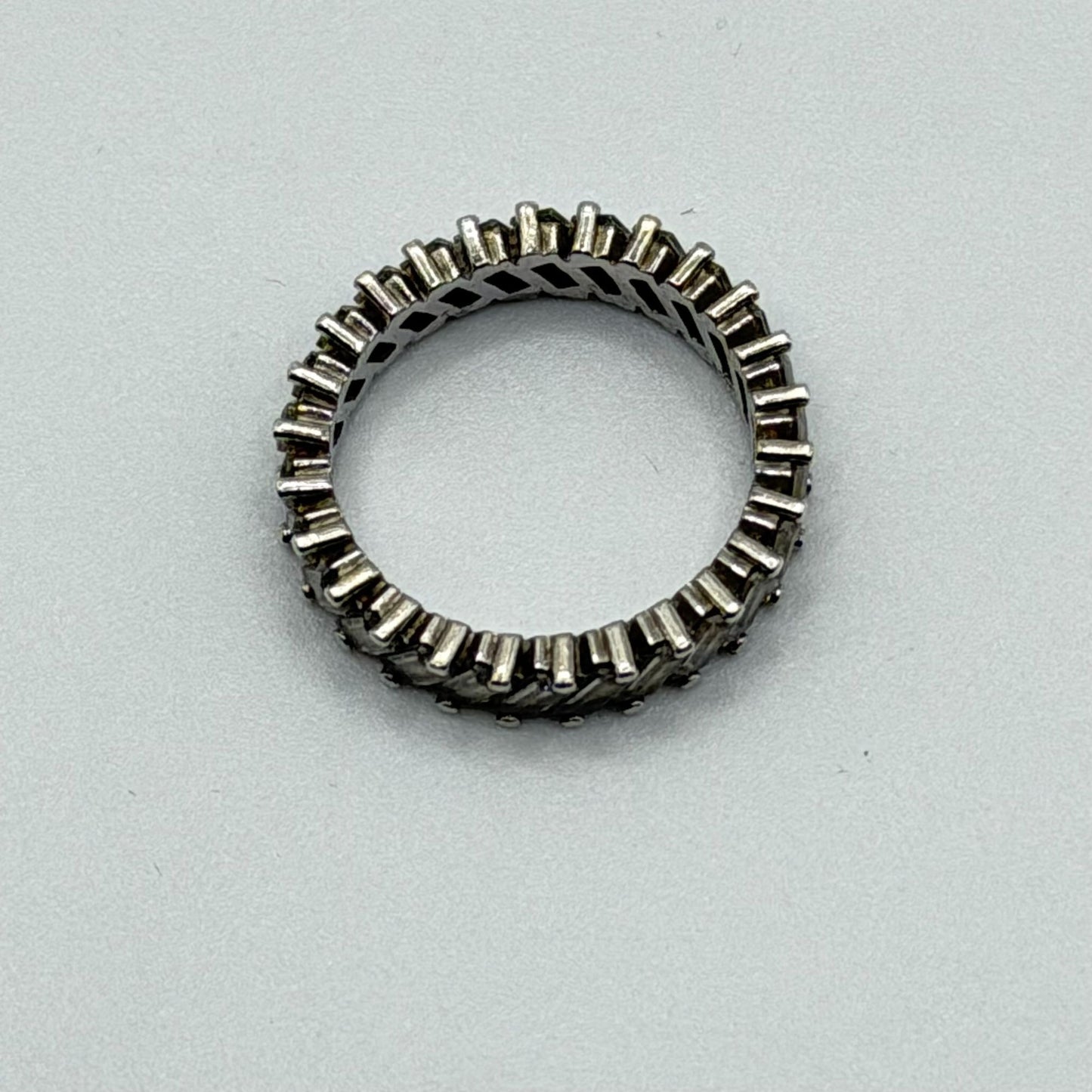 925 Silver Eternity Band With Baguette CZ Stones Size 6