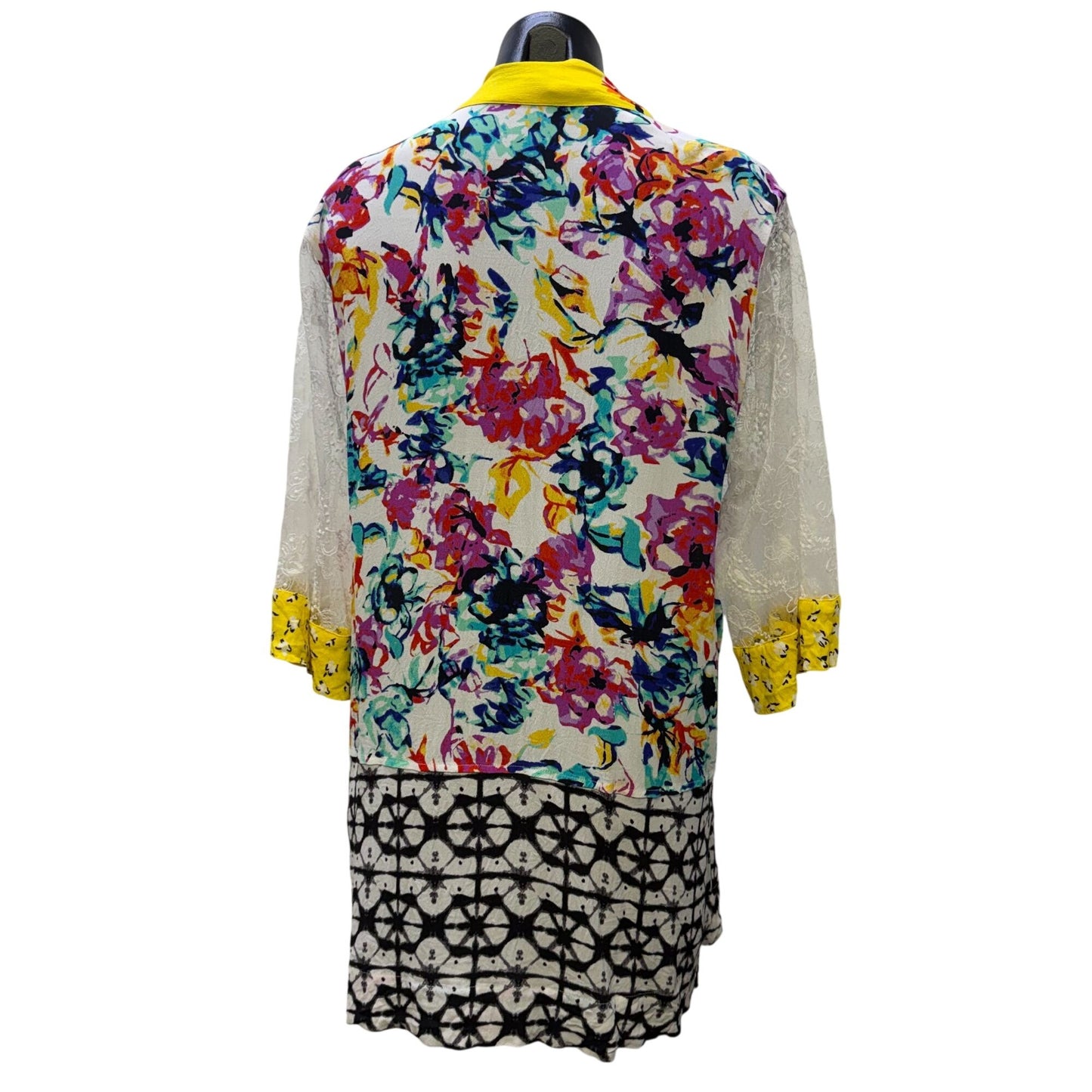 John Mark Open Front Cardigan Kimono Multicolor Floral M