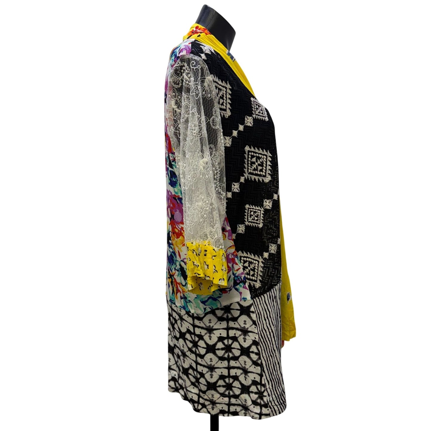 John Mark Open Front Cardigan Kimono Multicolor Floral M