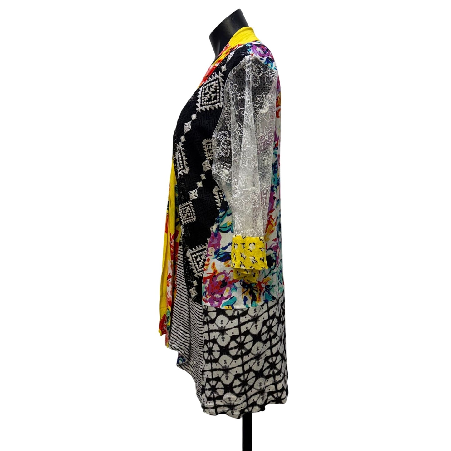 John Mark Open Front Cardigan Kimono Multicolor Floral M