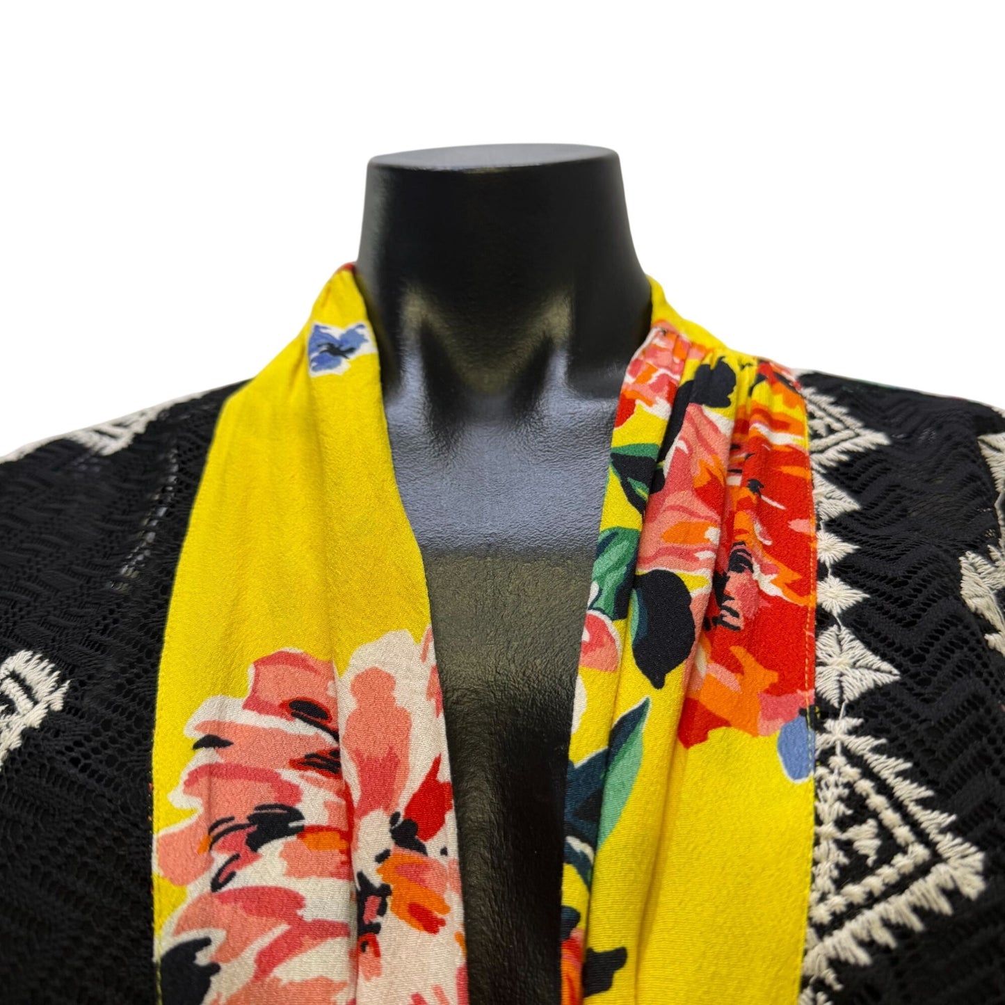 John Mark Open Front Cardigan Kimono Multicolor Floral M