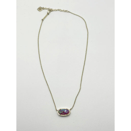 Kendra Scott Elisa Gold-Plated Necklace With Iridescent Opal Stone Pendant