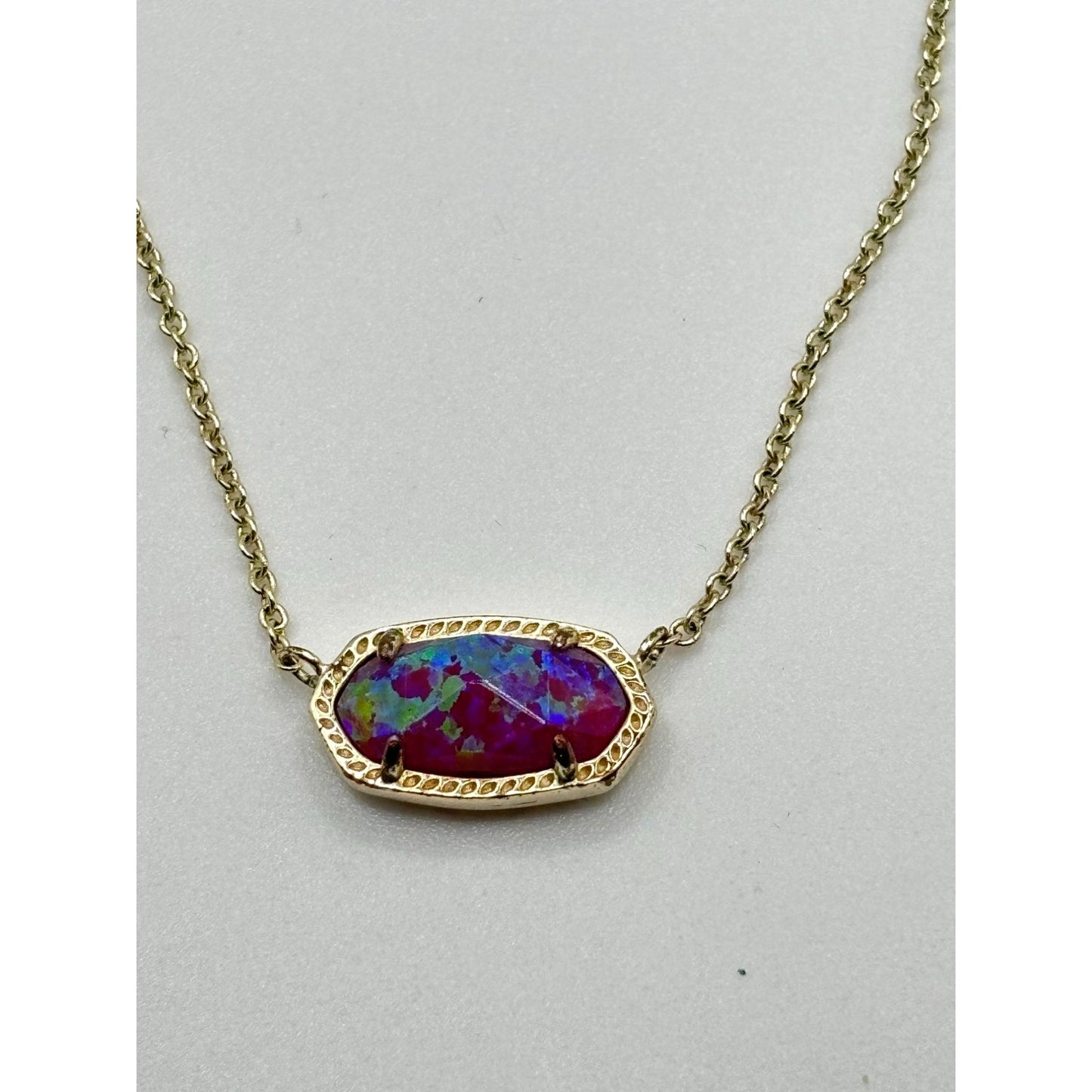 Kendra Scott Elisa Gold-Plated Necklace With Iridescent Opal Stone Pendant